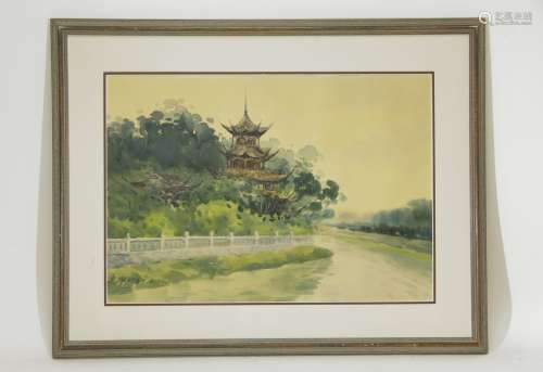 Chinese Watercolor Painting w/ Frame