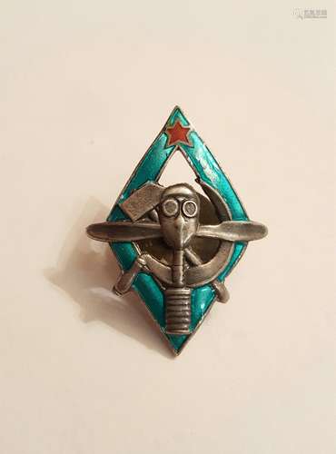 Early Russian Soviet Aviator silver Badge