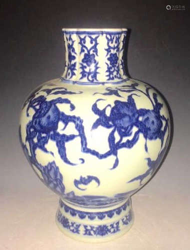 Chinese Blue/White Porcelain Vase, Marked