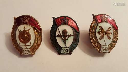 Russian Soviet 3 Enamel Badges