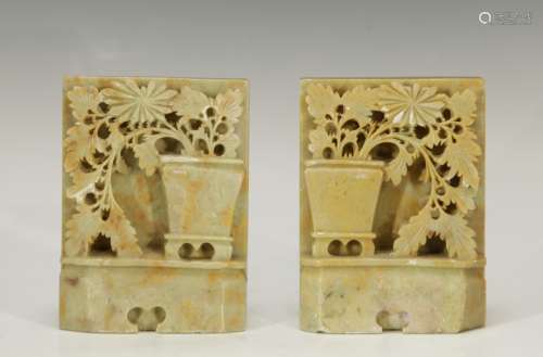 Pair of Chinese Soapstone Carvings