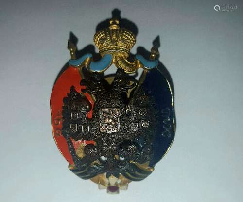 Russian Imperial Enameled Badge