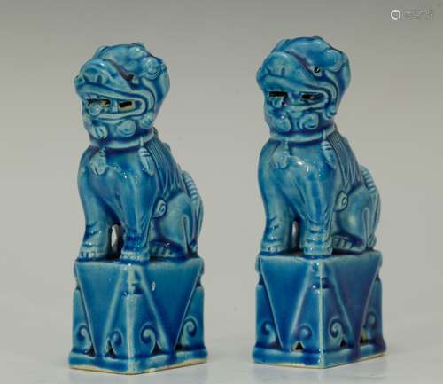 Pair of Chinese Porcelain Foo Dogs