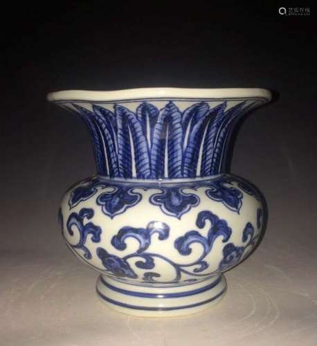 Chinese Blue/White Porcelain Vase, Marked