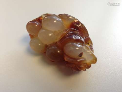 ANTIQUE Chinese red Agate Grape Pendant. 18th C. 2