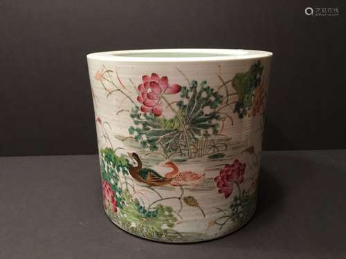 OLD Chinese Famille Rose Brush pot/Bitong