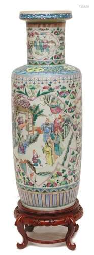 ANTIQUE Chinese Famille Rose Vase, 19th Century, 24