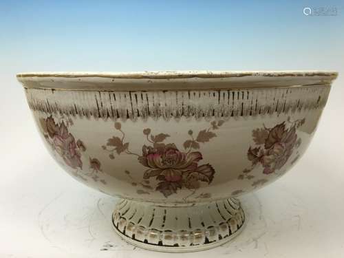 ANTIQUE English Flower high footed Punch Bowl, 19th Century. 18