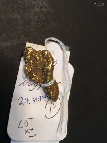 Yellow Gold Nugget.  Weight: 24.39 grams