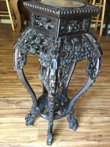 ANTIQUE Chinese High Wood Flower stand, late 19th Century. 38