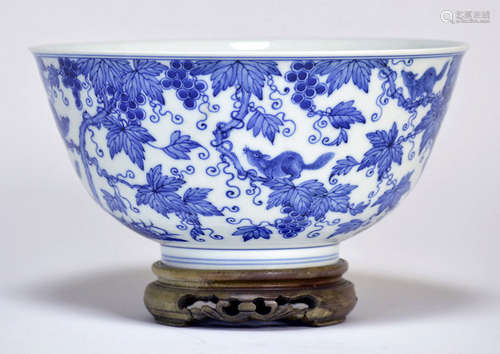 Grand Chinese Blue and White Bowl