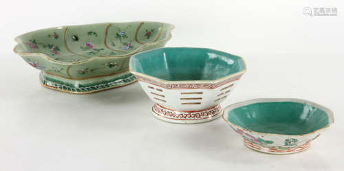 Three Chinese Famille Rose Porcelain Dishes
