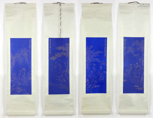 Tang Yin, Four Scroll Prints