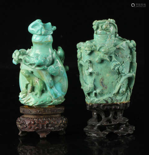 Two 19th C. Japanese Stone Snuff Bottles