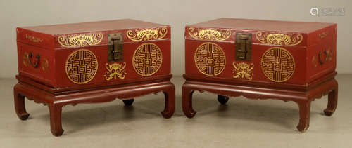 Pr. Late 19th C. Chinese Chests on Bases