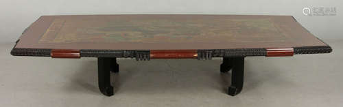 Massive Red and Black Lacquer Coffee Table