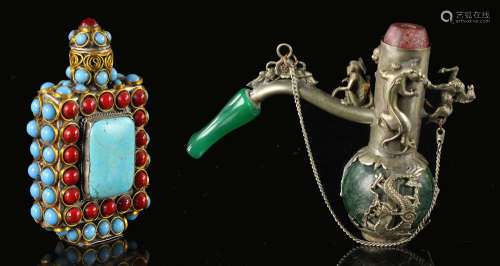 Asian Turquoise Bottle and Pipe