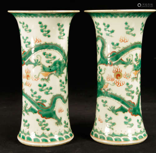 Pr. 19th C. Chinese Famille Rose Gu Vases