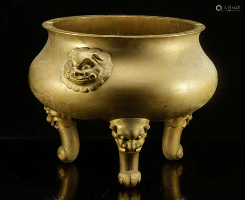 19th C. Chinese Gilt Bronze Incense Burner