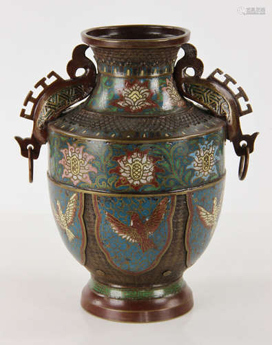 Japanese Archaic Style Champleve Cloisonne Vase