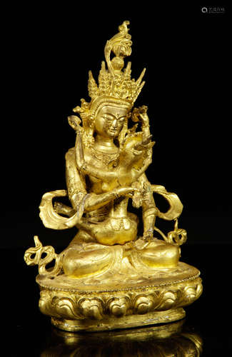 Tibetan Gilt Brass Buddha Figures