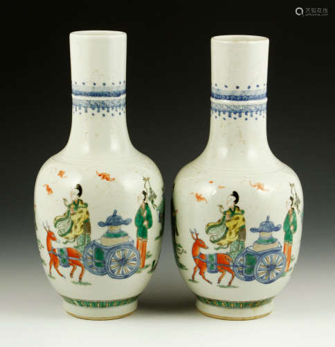 Pr. Chinese Famille Verte Porcelain Vases