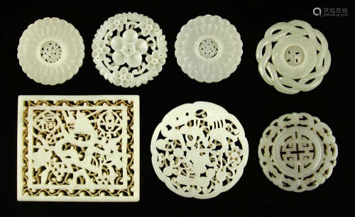 Seven Carved Jade Pendants
