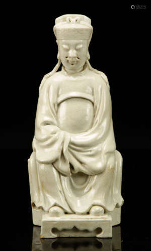 20th C. Chinese White Glazed Official Figure