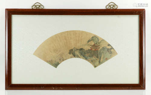 Chinese Watercolor Fan Shaped Painting