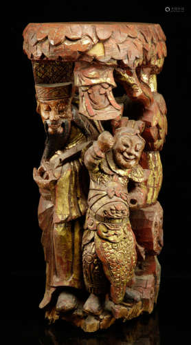 19th C. Chinese Carved Figural Temple Ornament