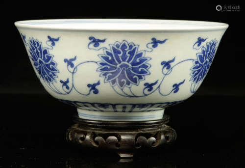 Chinese Qing Guangxu Blue and White Bowl
