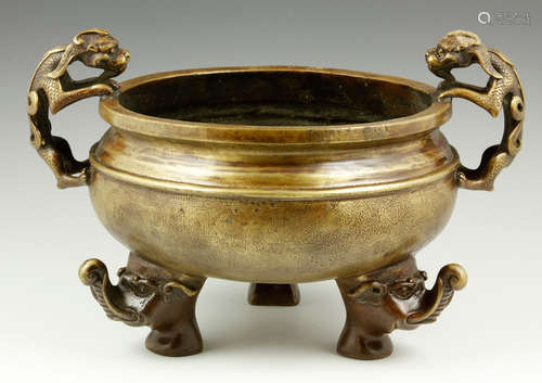 Chinese Round Bronze Incense Burner