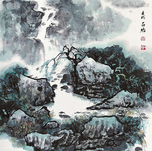 张石培 张石培 春山小景 纸本立轴