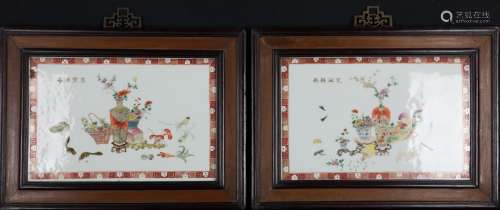 Late Qing / Republic-A Group Four Famille-Glazed Porcelain Plaques