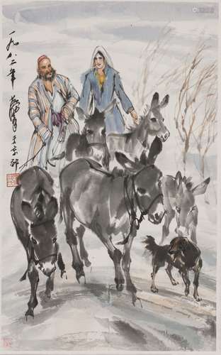 Huang Zhou (1925-1997) Donkeys