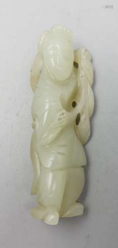 CHINESE QING DYNASTY HETIAN JADE CARVED FIGURE
