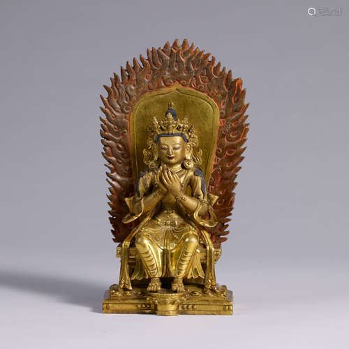 銅鎏金彌勒菩薩像
