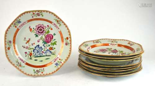 Nine pcs Chinese Famille Rose Porcelain Plates