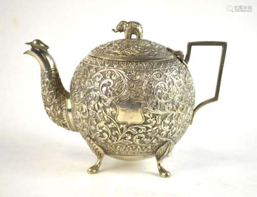 Indian Rounded Silver Teapot