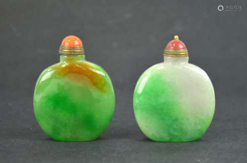 Two Chinese Jadeite Snuff Bottles