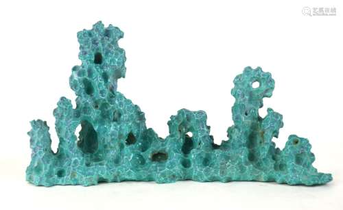 Chinese Turquoise Glazed Porcelain Rock Boulder