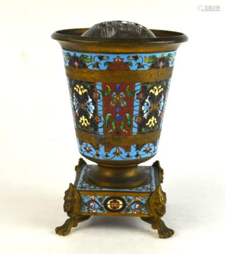 French Enamel Vase Stands on Four Legs