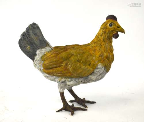 After F. Bergman Large Cold Painted Bronze Hen