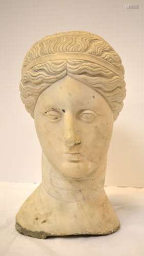 Antique Italian Roman Bust -White Marble