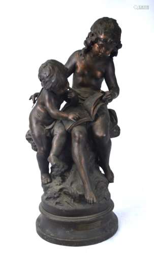 Metal Grouping of Mother & Child Statue