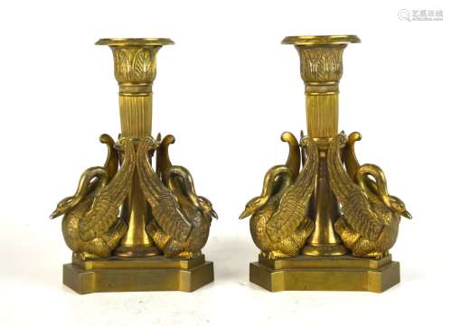 Pair 19th Century Brass Candle Stick Holders