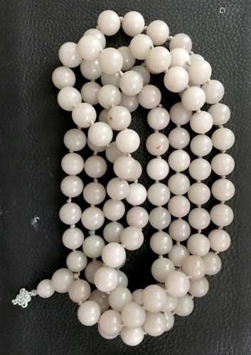 108 White Jade Beads Necklace