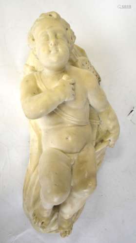 French Cupid White Marble Sculpture