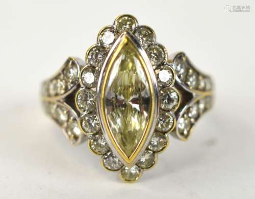 18K Gold 3 ct. total Marquise Diamond Ring