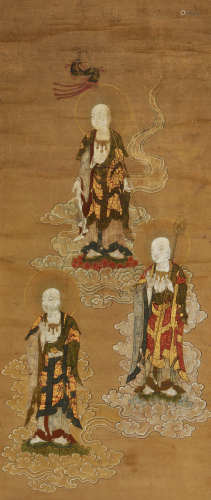 佚名 地藏王三人像 立轴 设色绢本